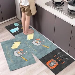 Kitchen Cooking Utensils Pattern Floor Mat